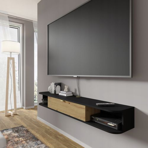 Commode Meuble TV à Suspendre 156x20x29cm Ikari Mat/chêne Artisanal Luxueux