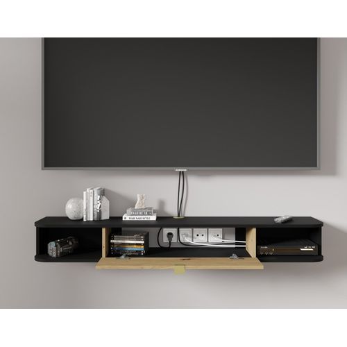 Commode Meuble TV à Suspendre 156x20x29cm Ikari Mat/chêne Artisanal Luxueux