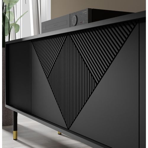 Buffet Commode De Rangement Meuble Universel Wodun 180x40x88cm Noir Mat