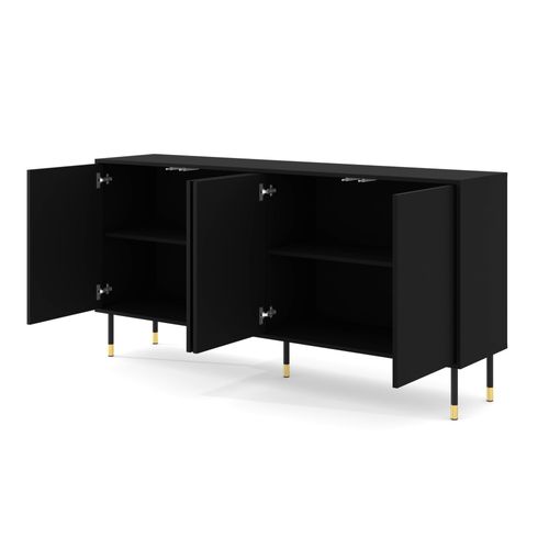Buffet Commode De Rangement Meuble Universel Wodun 180x40x88cm Noir Mat
