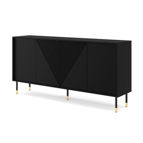 Buffet Commode De Rangement Meuble Universel Wodun 180x40x88cm Noir Mat