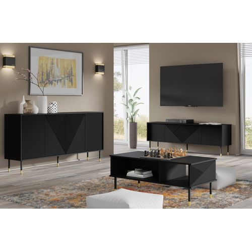 Buffet Commode De Rangement Meuble Universel Wodun 180x40x88cm Noir Mat