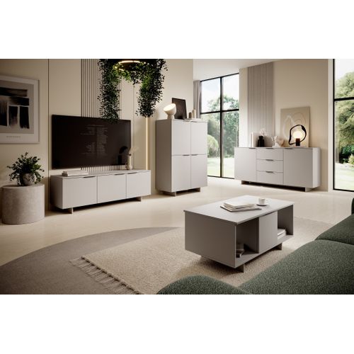 Meuble TV 150x42x55 Cm Cachemir Calia Meuble Avec 3 Potes Hi-fi Sur Pied