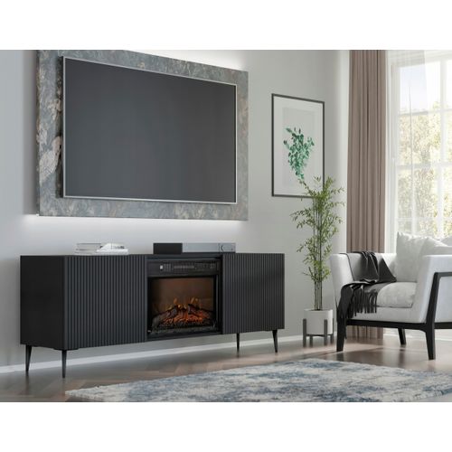 Meuble TV Meuble Hi-fi Sur Pied Couleur Noir 170x42x63cm Ravi Fbp Pied Noir