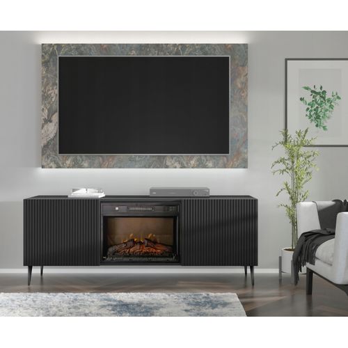 Meuble TV Meuble Hi-fi Sur Pied Couleur Noir 170x42x63cm Ravi Fbp Pied Noir