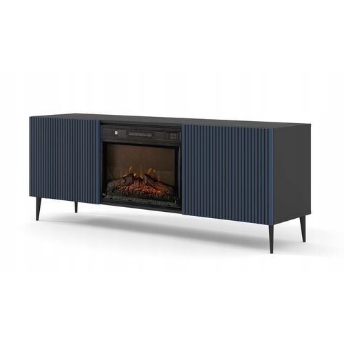 Meuble TV Meuble Hi-fi Sur Pied Couleur Bleu Marine 170x42x63cm Ravi Fbp Pied Noir