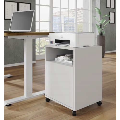 Meuble Sous Bureau 41x40x59 Cm Sur Roulettes Blanc Mat Bimoffice