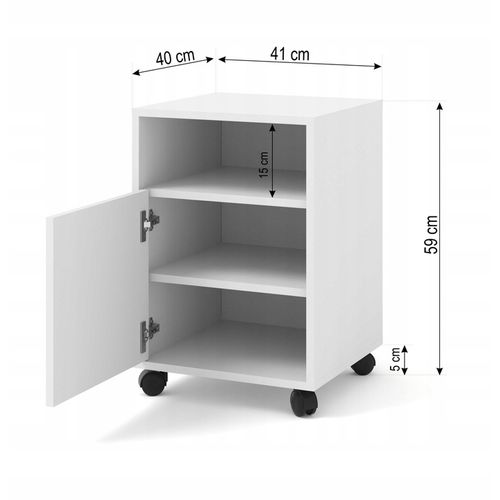 Meuble Sous Bureau 41x40x59 Cm Sur Roulettes Blanc Mat Bimoffice