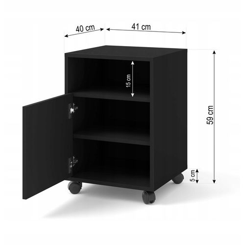 Meuble Sous Bureau 41x40x59 Cm Sur Roulettes Noir Mat Bimoffice