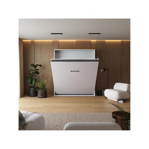 Lit Escamotable 160x200cm Vertikal M1 Lit Mural Blanc-blanc Brillant