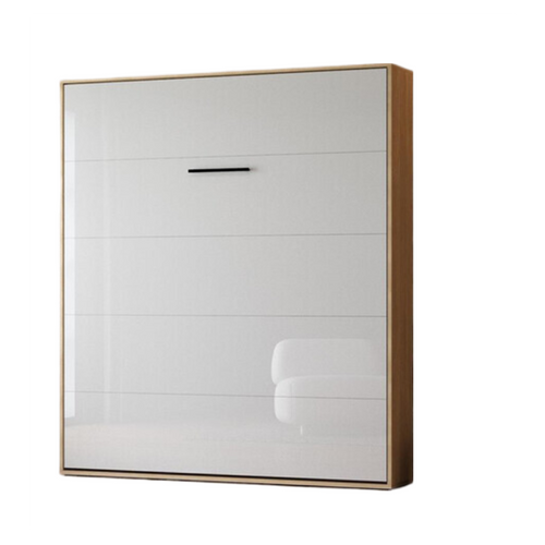 Lit Escamotable 160x200cm Vertikal M1 Lit Mural Chene Kaiserberg-blanc Brillant