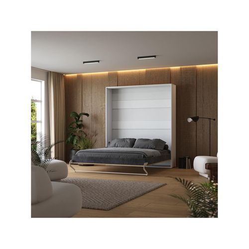 Lit Escamotable 160x200cm Vertikal M1 Lit Mural Blanc- Chene Kaiserberg