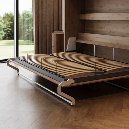 Lit Escamotable 160x200cm Horizontal M2 Lit Mural Chene Sauvage