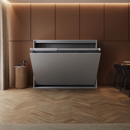 Lit Escamotable 160x200cm Horizontal M2 Lit Mural Gris Perle