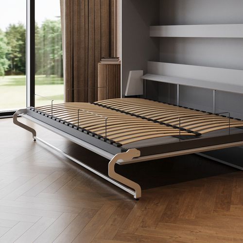 Lit Escamotable 160x200cm Horizontal M2 Lit Mural Gris Perle