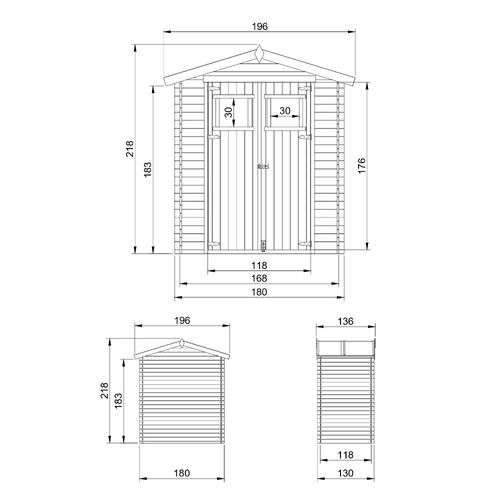 M367 - Abri De Jardin En Bois 1,98 M2 - Abri De Jardin Sans Plancher - Petit Abri Vélo