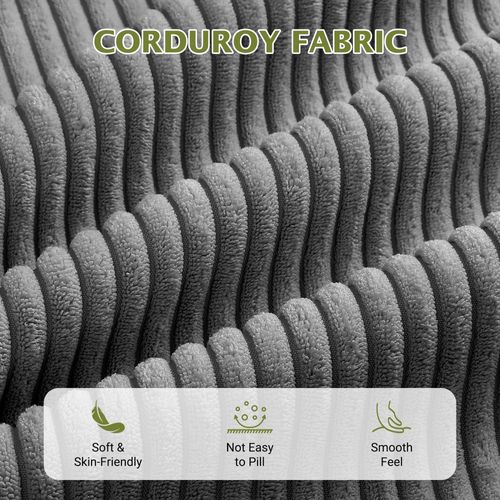 Grand Canapé 4 Places En U,tissu De Velours Côtelé Respirant Avec Accoudoir,gris Foncé