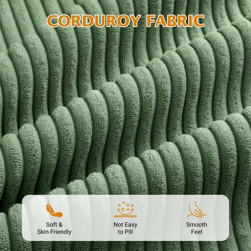 Grand Canapé 4 Places En U,tissu De Velours Côtelé Respirant Avec Accoudoir,vert