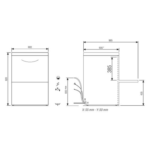 Lave-vaisselle Avec Pompe De Vidange - Panier 50x50 Cm - 7,9 Kw -