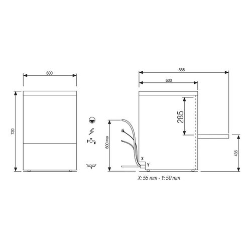 Lave-vaisselle Professionnel Avec Pompe De Vidange - 6,8 Kw - Triphasé Steel361dgpv -