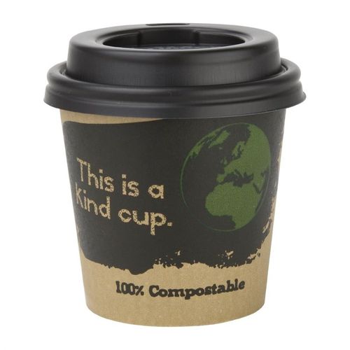 Couvercles Expresso Compostables En Cpla Noirs 113 Ml - Lot De 50 -