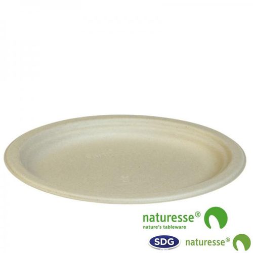 Assiette Jetable Pulpe De Cellulose Nature 26x19 Cm - Sdg - Lot De 500