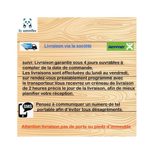 Sommier Tapissier Noir 70x190x2 (140x190) - Fabrication Française Artisanale - Pieds s - Haute