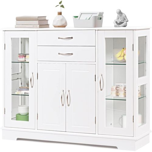 Buffet De Cuisine, Meuble De Rangement 107 X 30 X 82 Cm Blanc