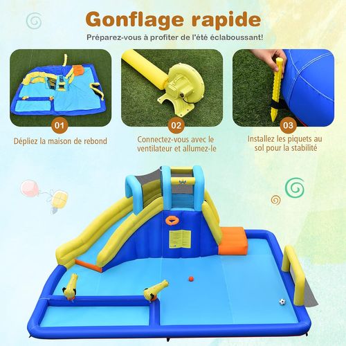 Structure Gonflable Avec Toboggan Piscine Cadre De Football/basket-ball