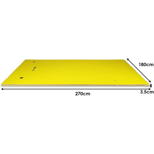 Tapis Flottant En Mousse Xpe 270x180cm 3 Couches Avec Attache Elastique De 3,5m Capacité 300kg Bleu