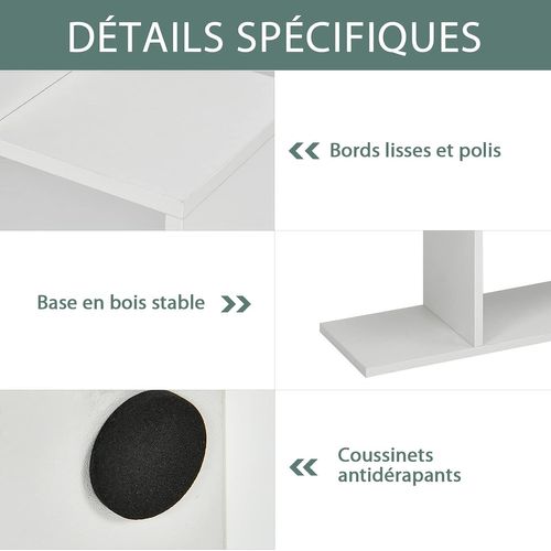 Bibliothèque/étagère De Rangement à 6 Niveaux-80x23x191 Cm De Style Industriel En Forme De S, Blanc