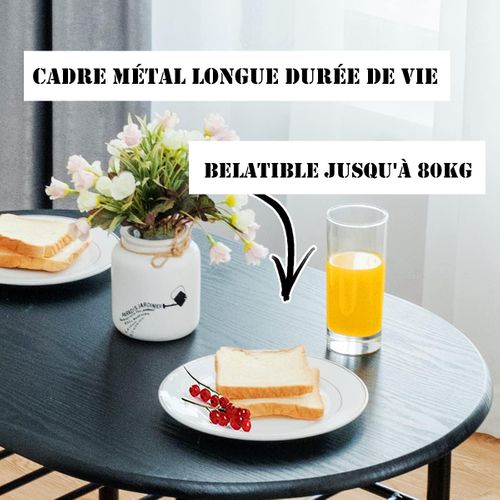 Ensemble De Table Et 2 Chaises Pour Salle à Manger 80 X 53 X75cm (l X L X H) Noir