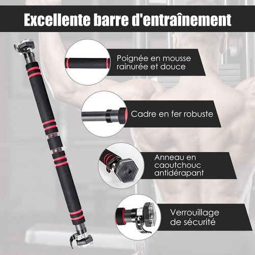 Barre De Traction Pour Porte Largeur Réglable De 65 à 100 Cm Installation Noir