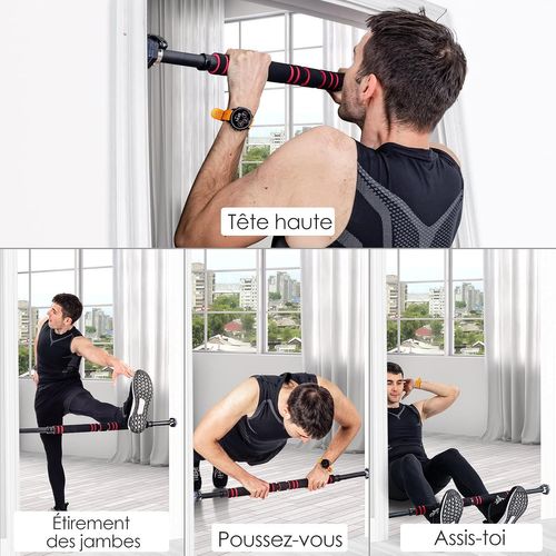 Barre De Traction Pour Porte Largeur Réglable De 65 à 100 Cm Installation Noir