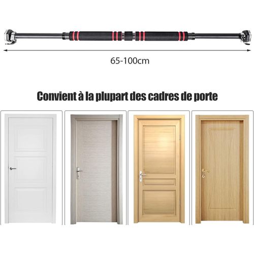 Barre De Traction Pour Porte Largeur Réglable De 65 à 100 Cm Installation Noir