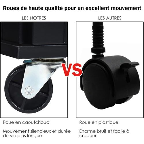 Desserte Sur Roulettes Service De Cuisine De Roulant Avec Plans De Travail Rabattable En Bois Noir