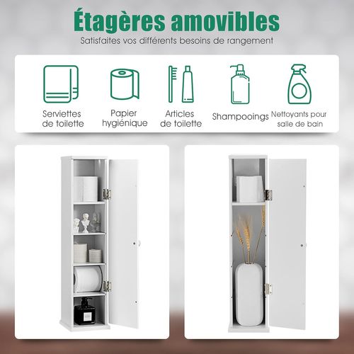 Support Papier Toilette Armoire Porte-papier Sur Pied Pour Salle De Bain