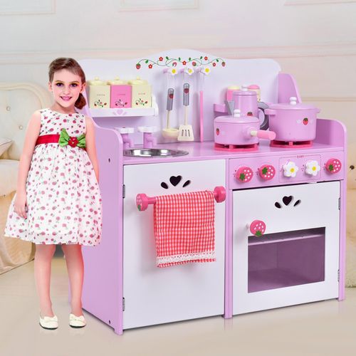 Cuisine Enfant Cuisine Jouet Pour Enfant Rose Etblanc Cuisine En Bois