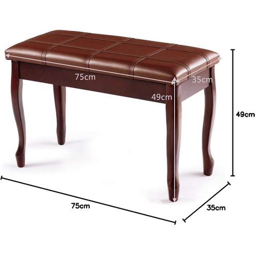 Banquette Pour Piano, Avec Coussin En Cuir Rembourré Confortable Et Compartiment De Rangement Marron