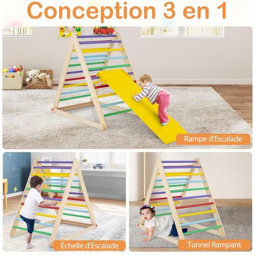 2 En 1 Échelle D’escalade Pour Enfants, Triangle Escalade En Bois Pliant De Haute Qualité