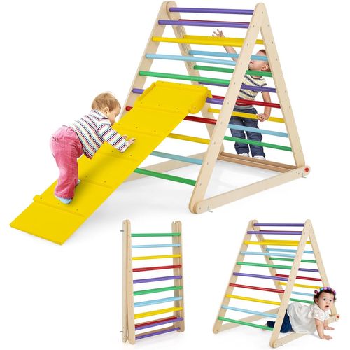 2 En 1 Échelle D’escalade Pour Enfants, Triangle Escalade En Bois Pliant De Haute Qualité
