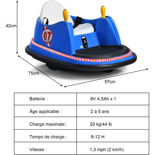 Voiture Auto Tamponneuse Électrique 6v Pour Enfants 2-5 Ans, Avec Télécommande, Effet Sonore