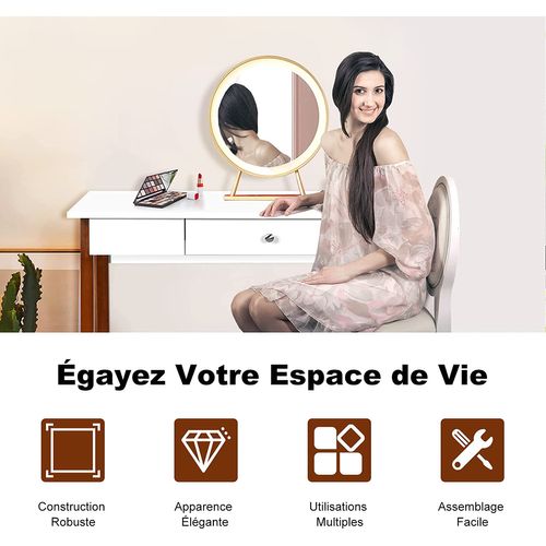 Bureau Informatique 103 X 50 X 76,5cm Table En Bois Avec Grand Plan De Travail