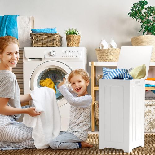 Panier à Linge Avec Couvercle 35 L Corbeille à Linge Rectangulaire Avec Charnière En Métal