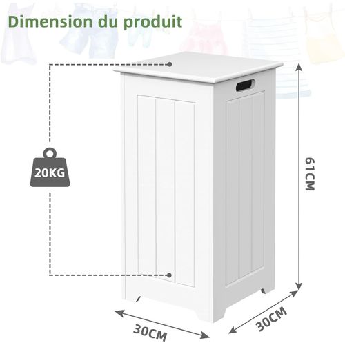 Panier à Linge Avec Couvercle 35 L Corbeille à Linge Rectangulaire Avec Charnière En Métal