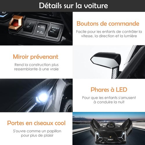 Lamborghini Voiture Électrique 12v Enfants Avec Télécommande 2,4g 2 Portes Papillons