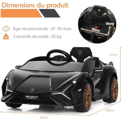 Lamborghini Voiture Électrique 12v Enfants Avec Télécommande 2,4g 2 Portes Papillons