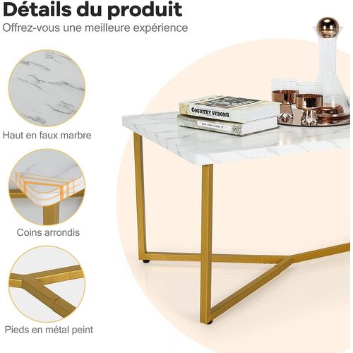 Table Basse Imprimée Marbre 107 X 60 X 45.5 Cm