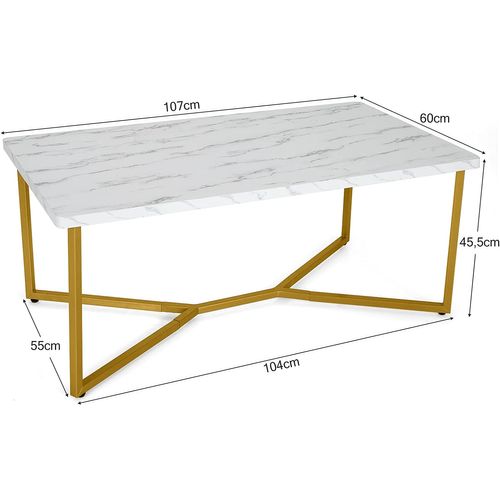 Table Basse Imprimée Marbre 107 X 60 X 45.5 Cm