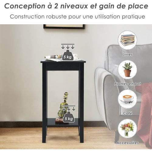 Table D'appoint, Bout De Canapé Avec Pieds En Bois Massif, 40,5 X 29 X 73,5 Cm
